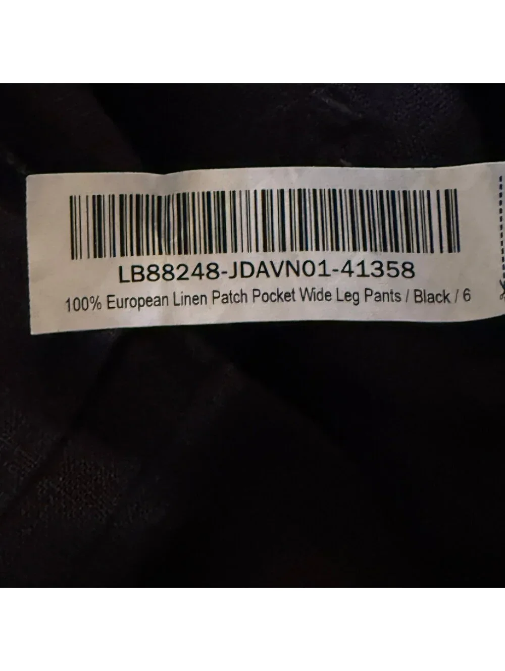 Quince 100% European Linen Patch Pocket Wide Leg Pants Black Size 6 NWT